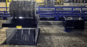 Whiskey barrel on translyft ATEX lifting table