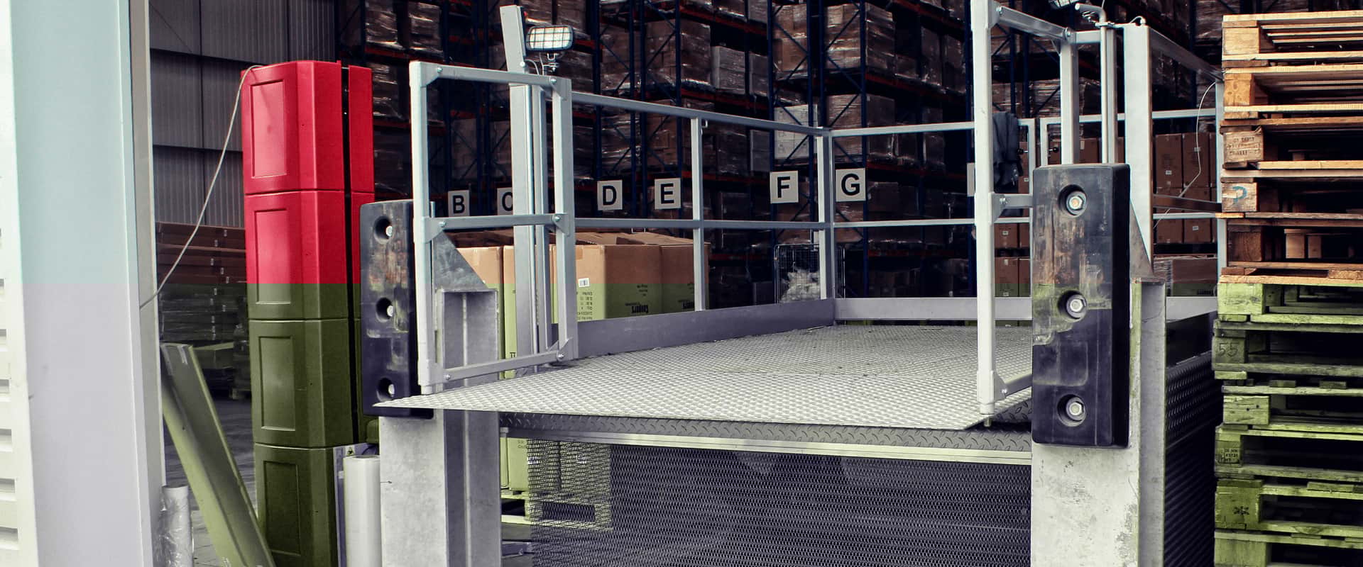 loading bay lift at warehouse entry
