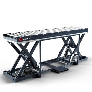 mesa elevadora con camino de rodillos
