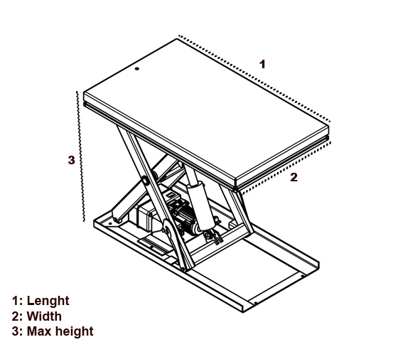 Single scissor generel technical drawing sh